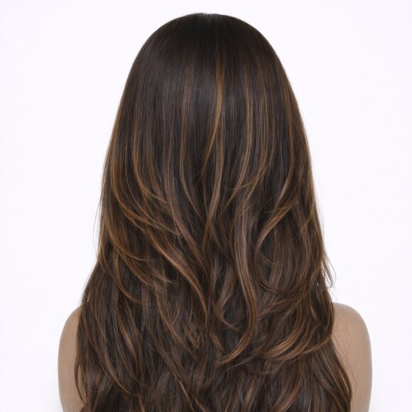 ✨22-26 Inch Layered & Styled Human Hair Lace Wig With Highlights Virgin Color✨ - Picture 12 of 16